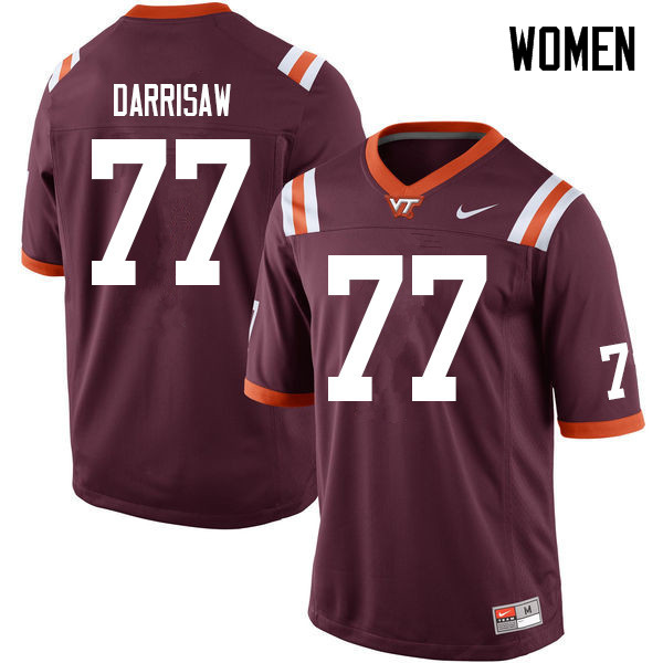 Women #77 Christian Darrisaw Virginia Tech Hokies College Football Jerseys Sale-Maroon